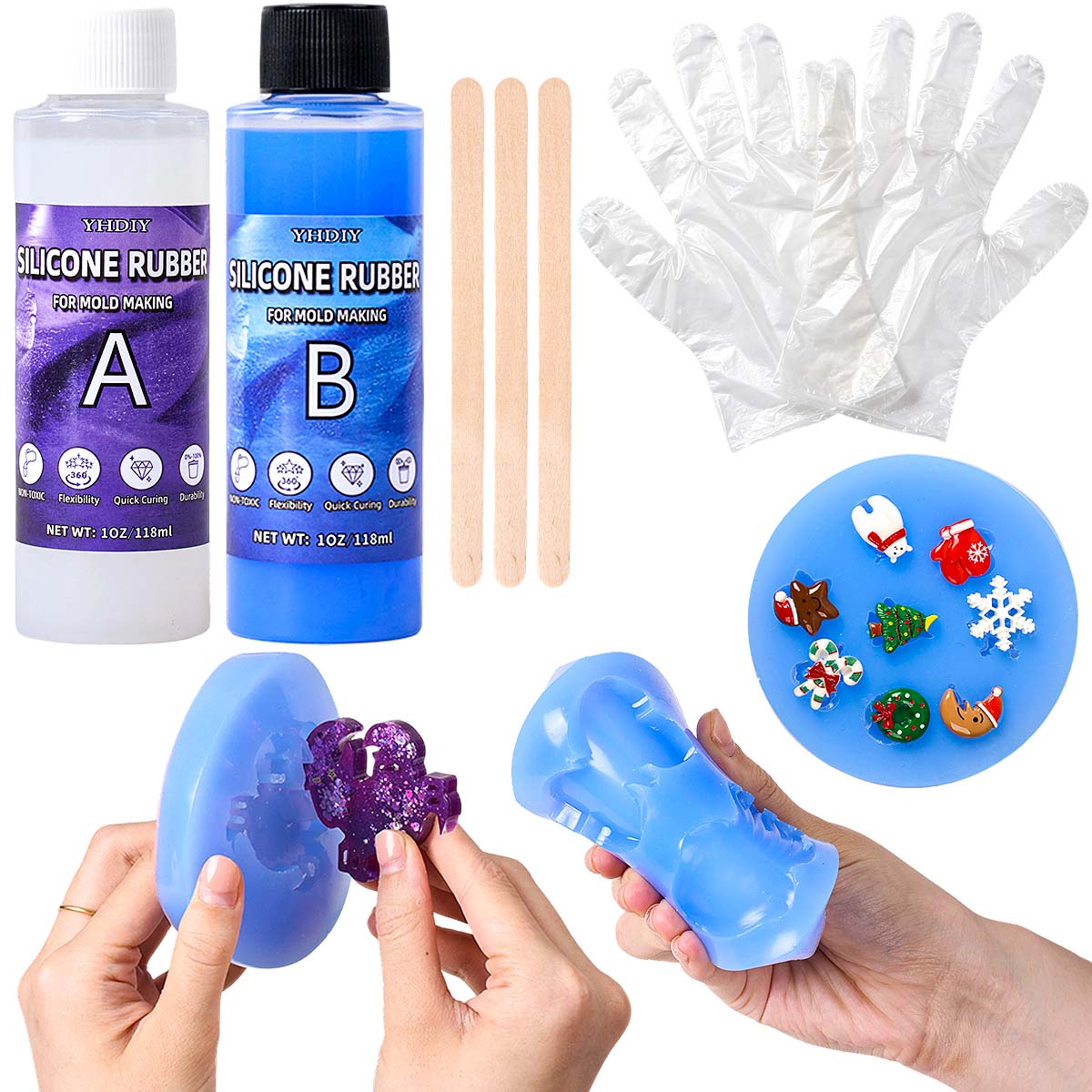 Soap Making Diy Kit - ชุดทำแม่พิมพ์ซิลิโคนขนาด 118 มล./296 มล. สำหรับงานหล่อเรซิ่น ขี้ผึ้ง