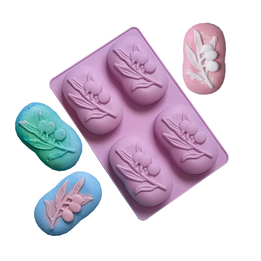 Soap Making Diy Kit - 4 ฟันผุรูปไข่ Olive Tree ซิลิโคนสบู่แม่พิมพ์ DIY