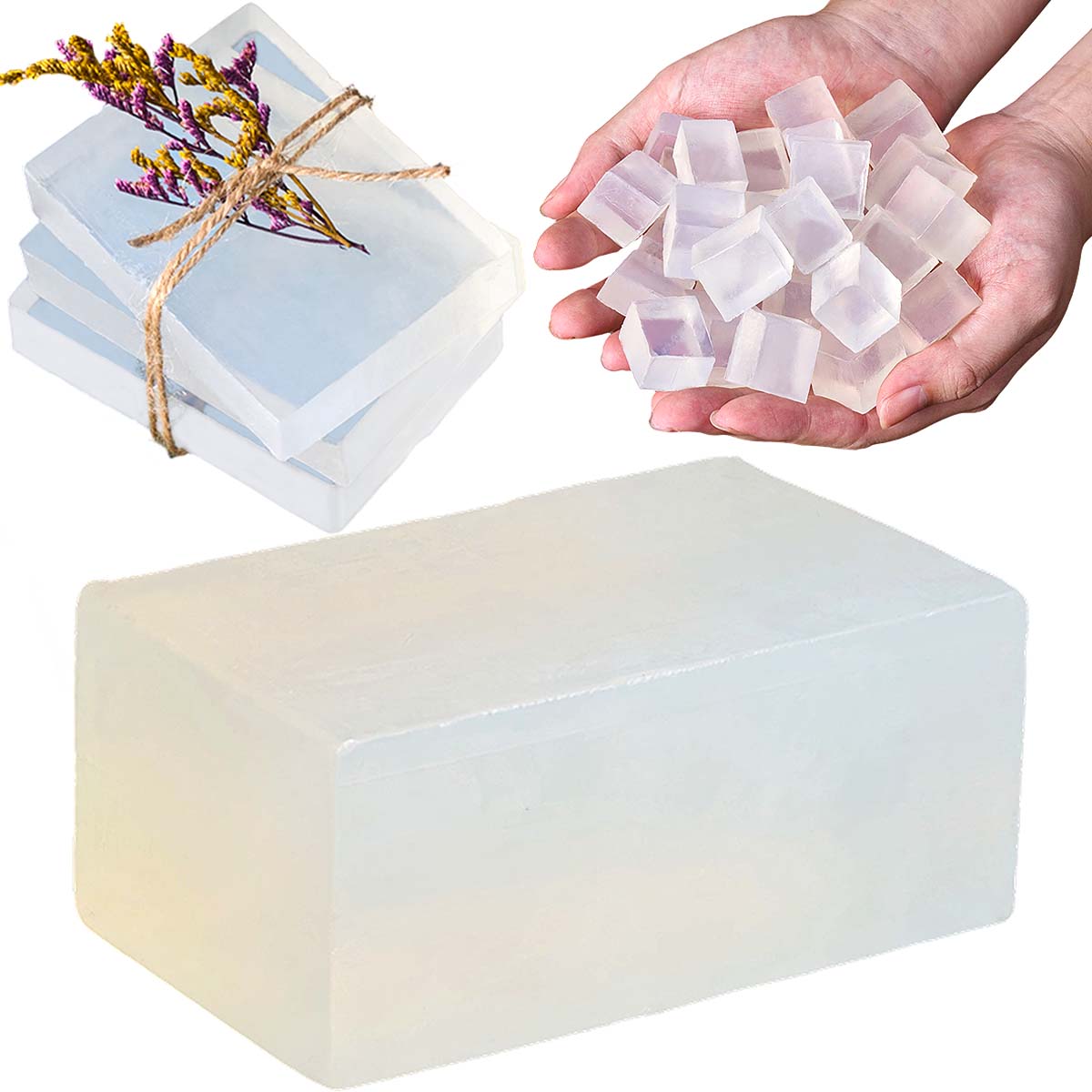 Soap Making Glycerin - เบสสบู่กลีเซอรีนสีขาวใส ออร์แกนิค วีแกน สำหรับทำสบู่แบบหลอมเท ทำสบู่แฮนด์เมด กลิ่นหอม