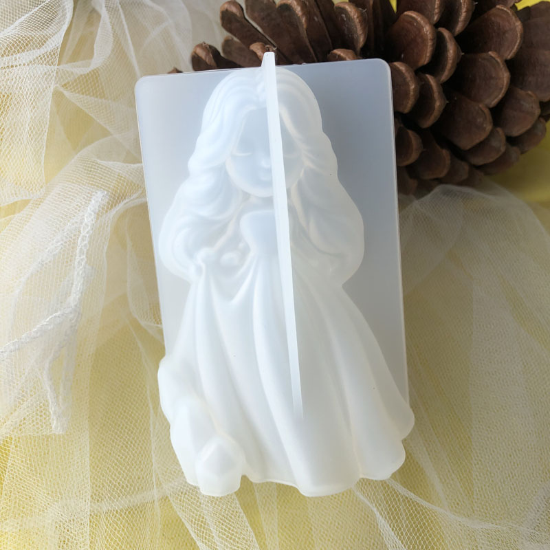 Soap Making Organic - 3D น่ารักเจ้าหญิงซิลิโคนเทียนแม่พิมพ์ Angel สาวสบู่เรซิ่นพลาสเตอร์ทําแม่พิมพ์ DIY มนุษย์ช็อกโกแลตเบเกอรี่เครื่องมือตกแต่งบ้านของขวัญ