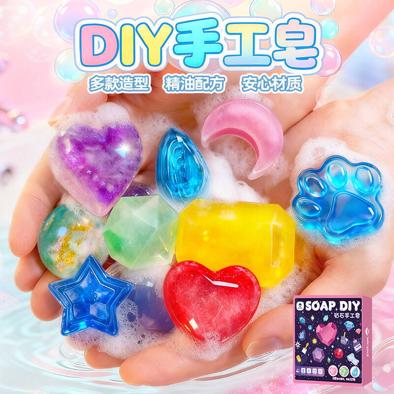 Soap Making Hobby - ชุดทำสบู่ DIY สำหรับเด็ก ชุดงานฝีมือสร้างสรรค์รูปทรงคริสตัลอัญมณี ของเล่นงานปั้นสร้างสรรค์ ของขวัญวันเกิดสำหรับเด็กหญิงเด็กชาย