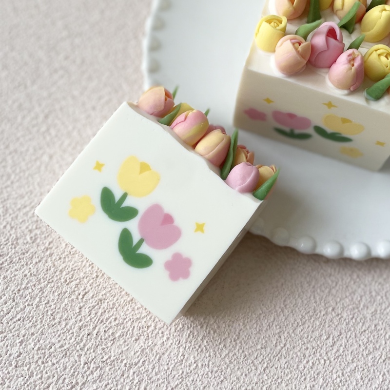 Soap Making Hobby - แผ่นอัดรีดดินเหนียวลายดอกทิวลิปสำหรับทำสบู่ชุดทำสบู่ทำมือเครื่องปั้นดินเผาดินรูปภาพอุปกรณ์เครื่องมืองานอดิเรก