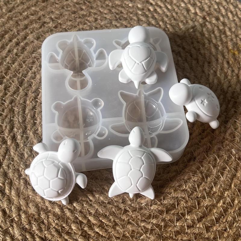 Soap Making Organic - แม่พิมพ์ซิลิโคนรูปเต่าสี่ตัว สำหรับทำของตกแต่งรูปหัวใจ ดาว เปลือกหอย แม่พิมพ์เรซิ่นอีพ็อกซี่ แม่พิมพ์สบู่เทียนหอมรูปสัตว์
