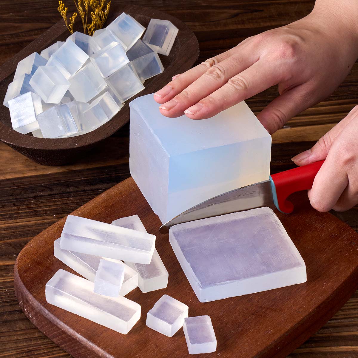 Soap Making Glycerin - เบสสบู่กลีเซอรีนสีขาวใส ออร์แกนิค วีแกน สำหรับทำสบู่แบบหลอมเท ทำสบู่แฮนด์เมด กลิ่นหอม