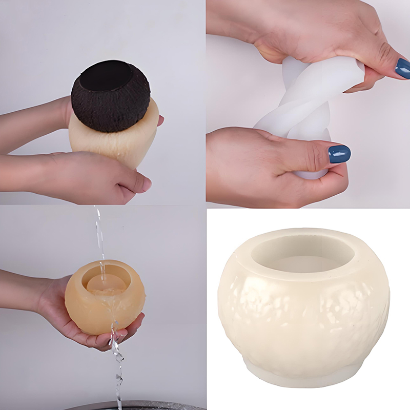 Soap Making Utensils - แม่พิมพ์ซิลิโคนรูปมะพร้าว 3 มิติ สำหรับทำเทียนหอม แม่พิมพ์ปูนปลาสเตอร์ แม่พิมพ์สบู่